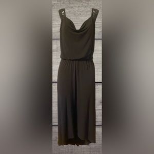 London Times black drape front sleeveless MIDI Dress Sz.4